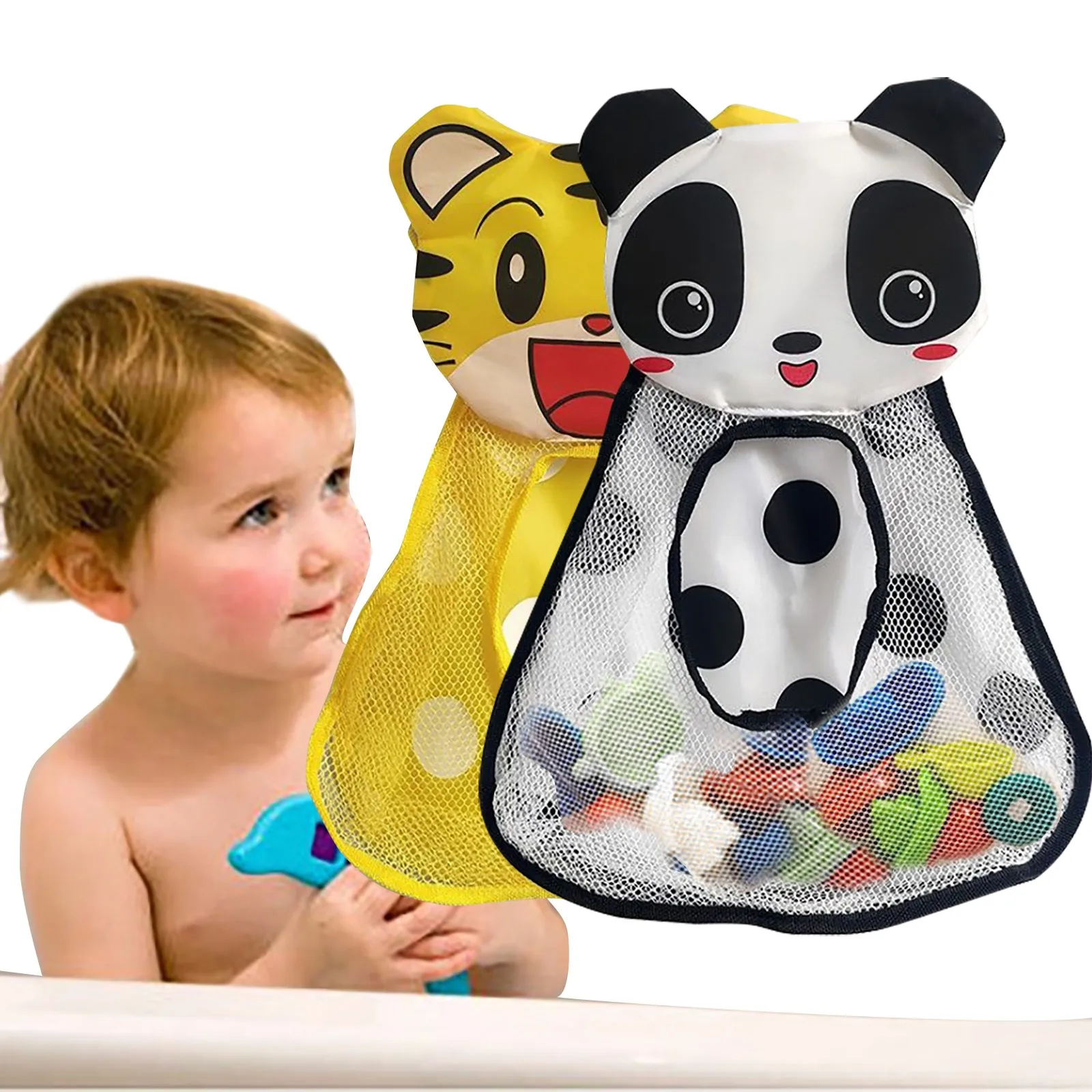 Juguetes de baño para Baby Shower, malla de almacenamiento con fuertes ventosas, organizador de baño, L3