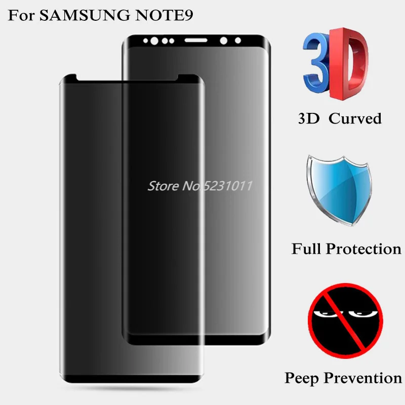 3D Full Cover Privacy Anti Glare Glass for SAMSUNG Galaxy Note 8 9 S8 S9 Plus Tempered Screen Protector S7 Edge Film | Мобильные