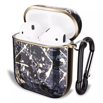 

Luxury Style Airpods Case Electroplating Gold PC Marble Designer Protective Cover Case for Apple Airpods