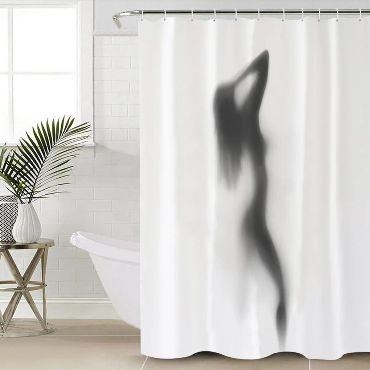 Sexy Woman In Bathing Shadow Shower Curtain For Bathroom Bathtub Bathing Cover Extra Large Waterproof Polyester Bath Curtains