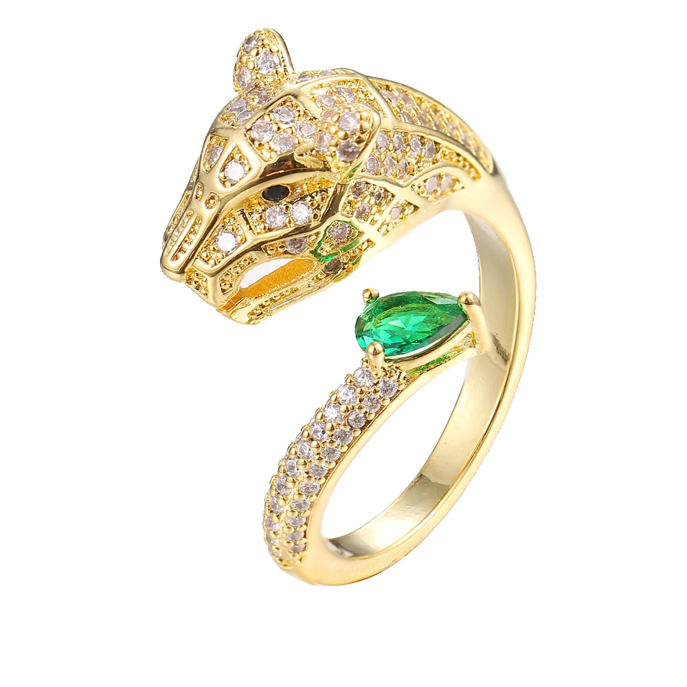 Bling Jewelry Anello Bypass Leopardo Con Occhio Di Gatto Verde E Zirconi CZ - Placcato Rodio, Moda Pantera, Regalo Donna - 2