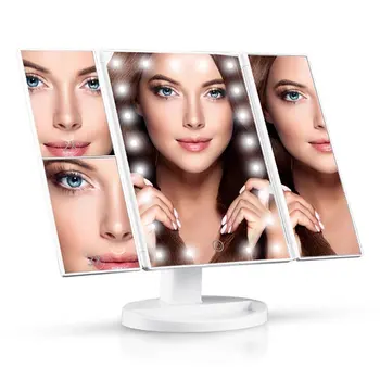 

Touch Screen Makeup Mirror with LED Light 1X/2X/3X/10X Magnifying Glass Compact Vanity Mirror Flexible Cosmetics Mirrors Make
