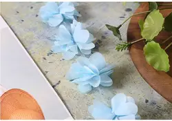 Elegant 24Pc 3D Chiffon Lace Floral Applique Trim for Bridal and Fashion Accessories (Sky blue)