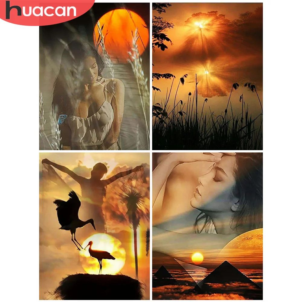 

HUACAN 5D Diamond Embroidery Landscape Home Decoration Full Square Diamond Art Painting Suntset Mosaic Handmade