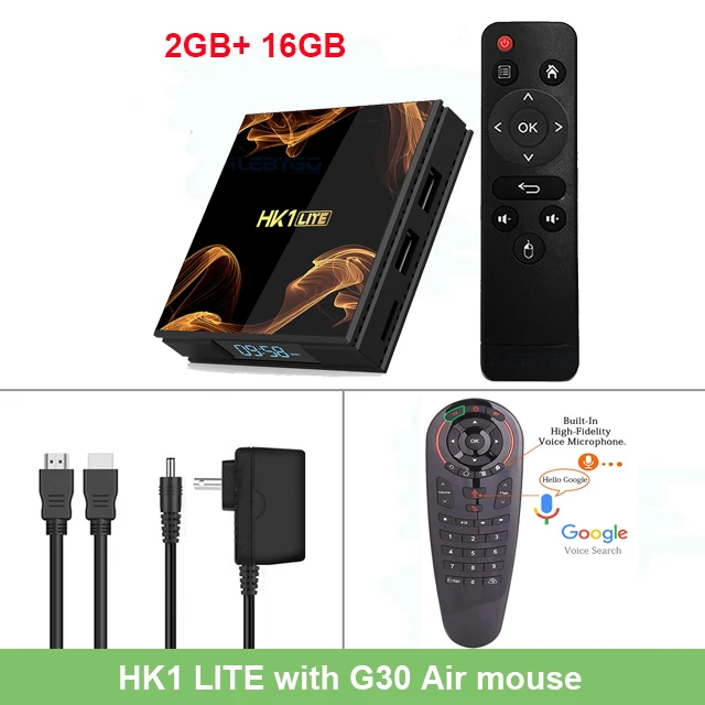 HK1 LITE ТВ приставка Android 9,0 Rockchip RK3228A Смарт ТВ приставка 28нм Четырехъядерный 4K HDR 2,4G Wifi Google плеер 2 Гб 16 Гб телеприставка - Цвет: 2GB 16GB G10 Normal