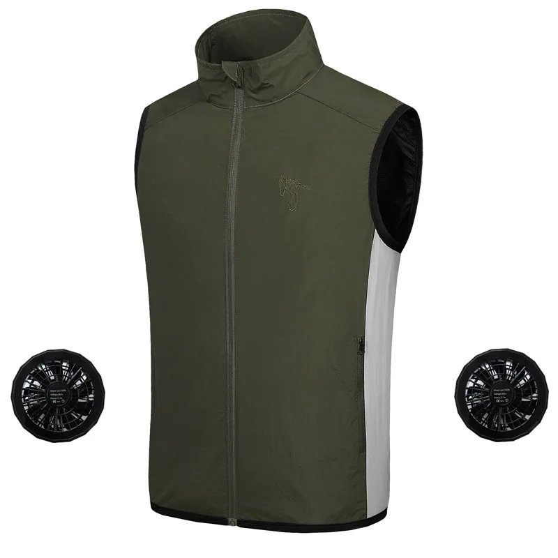 ZYNNEVA летний кондиционер охлаждающий жилет вентилятор для мужчин и женщин куртка USB умная зарядка одежда для улицы Защита от солнца пальто GC1120 - Цвет: Green