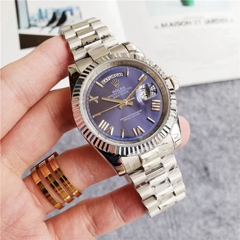 

2020 New Rolex- Oyster Perpetual Stainless Steel With Calendar Simple mechanical Watch women and Men's Casual Watches Gift 29
