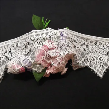 

10 pieces/Lot 3meters 18cm french voile mesh Flower Embroidered Lace Fabric Trim Ribbons DIY Sewing Handmade Materials FSCH0136