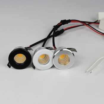 미니 COB LED 스포트라이트, 블랙 실버 화이트, 3W, 110V, 220V