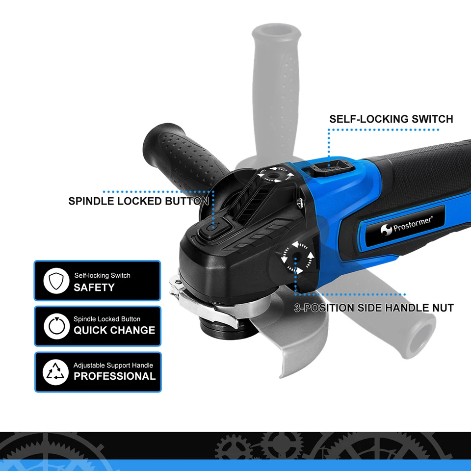 PROSTORMER 4000 мАч Беспроводная угловая шлифомашина литий-ионный 20 в электрический шлифовальный станок угловая шлифовальная машина шлифовальные электроинструменты