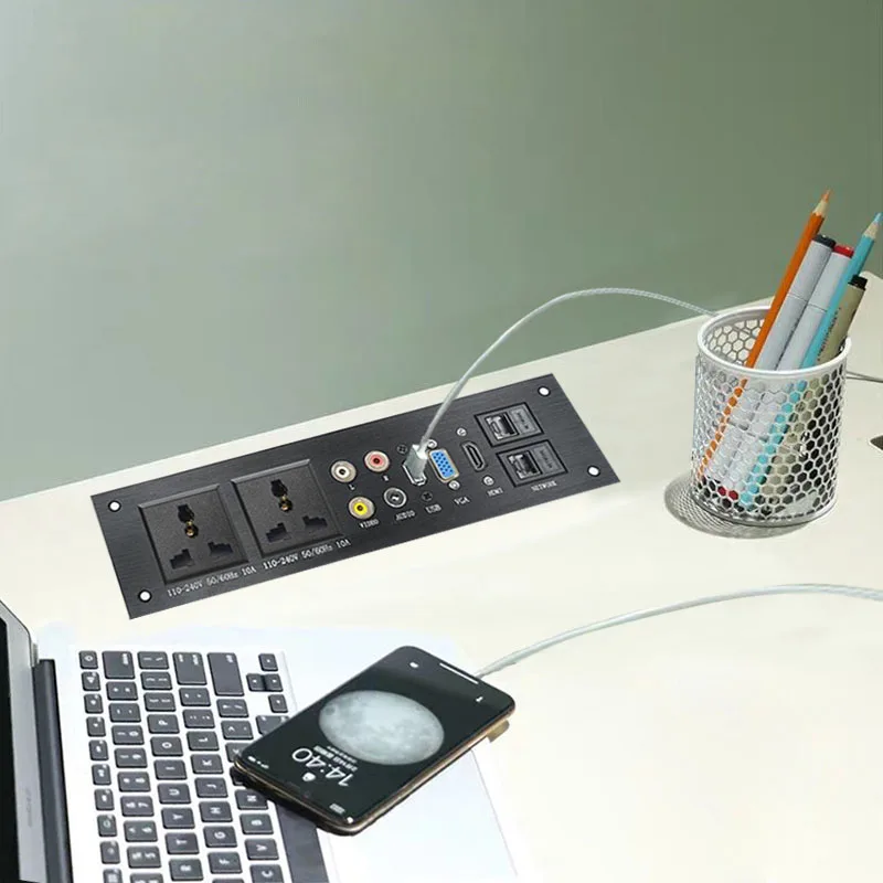 Painel de Liga de Alumínio Placa de Alimentação Áudio Vga Rede Hdmi Interface uk - ue Eua cn Tomada Elétrica China Plug Adaptador ac 110-240 v Usb - Image 2