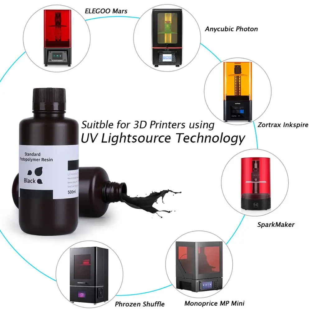 ELEGOO 3D принтер Смола LCD УФ отверждения 405нм стандартная Фотополимерная смола для