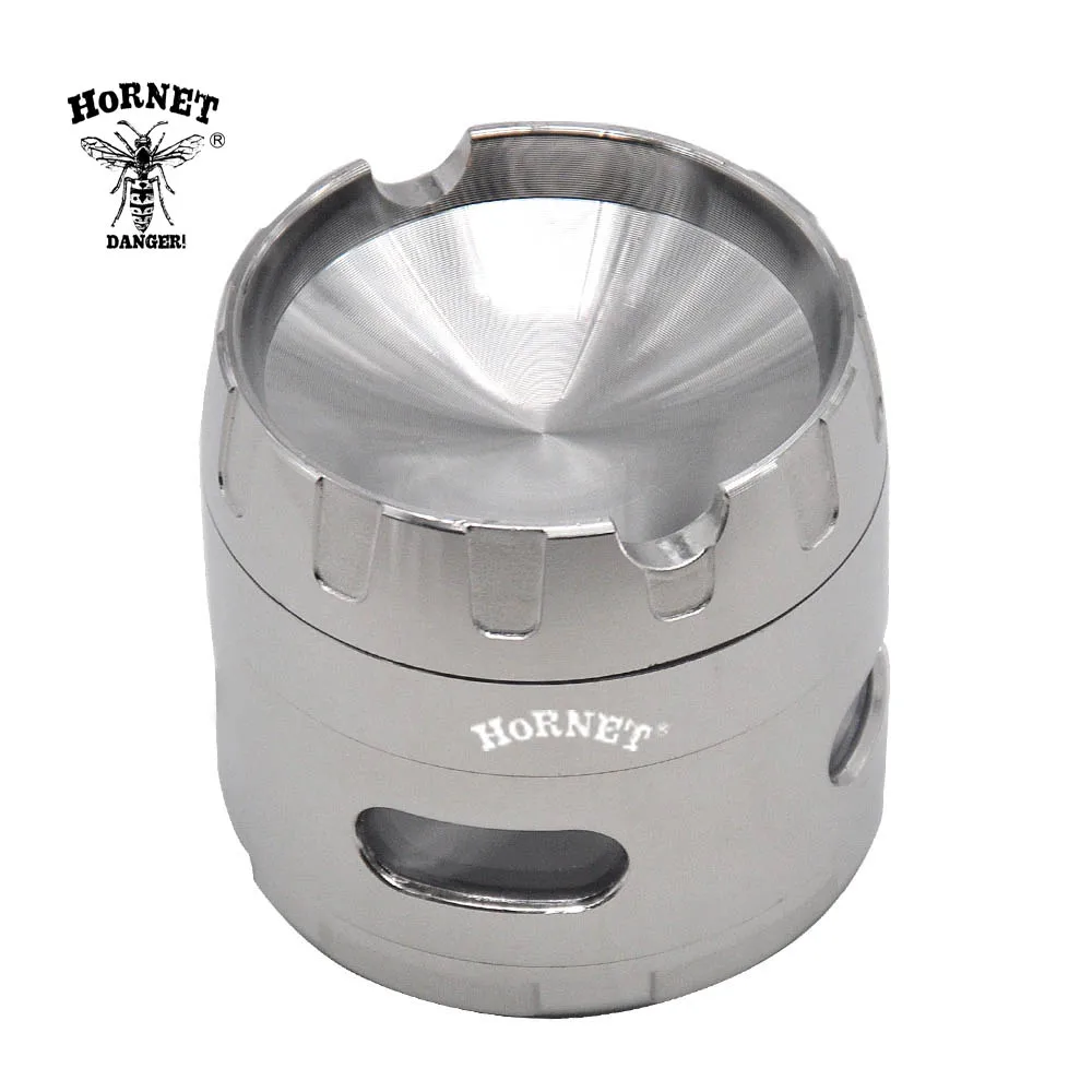 Курительная шлифовальная машина из цинкового сплава HORNET с большим окном 63 мм 4 шт.