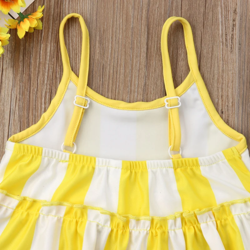 Meihuida одежда для малышей Детская одежда для девочек комплект из 2 предметов в полоску купальник для малышей без рукавов с оборками купальный костюм бикини купальники пляжная одежда