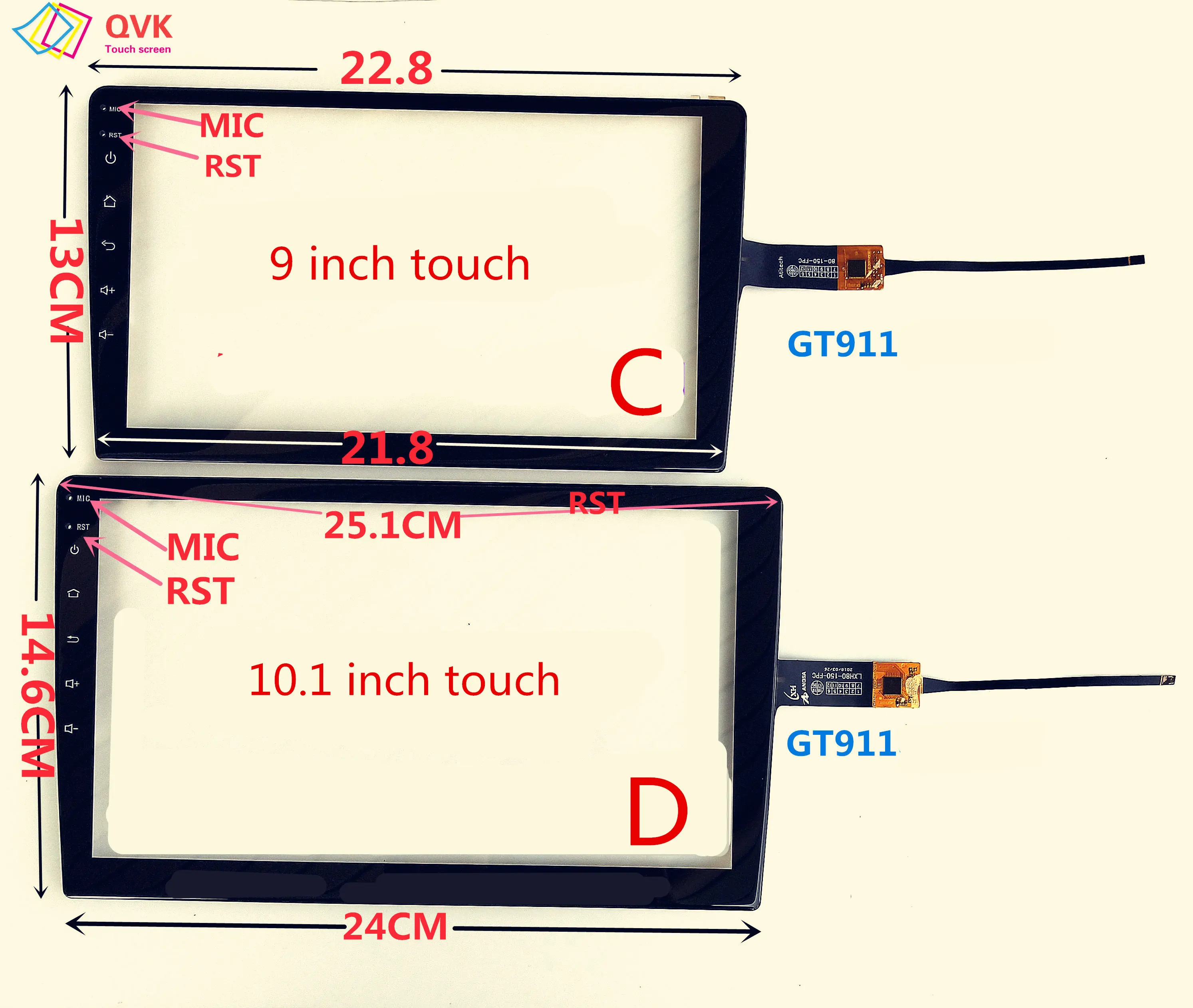 Black touch screen 9 10 inch for isudar PX6 GPS car navigation radio touch screen sensor