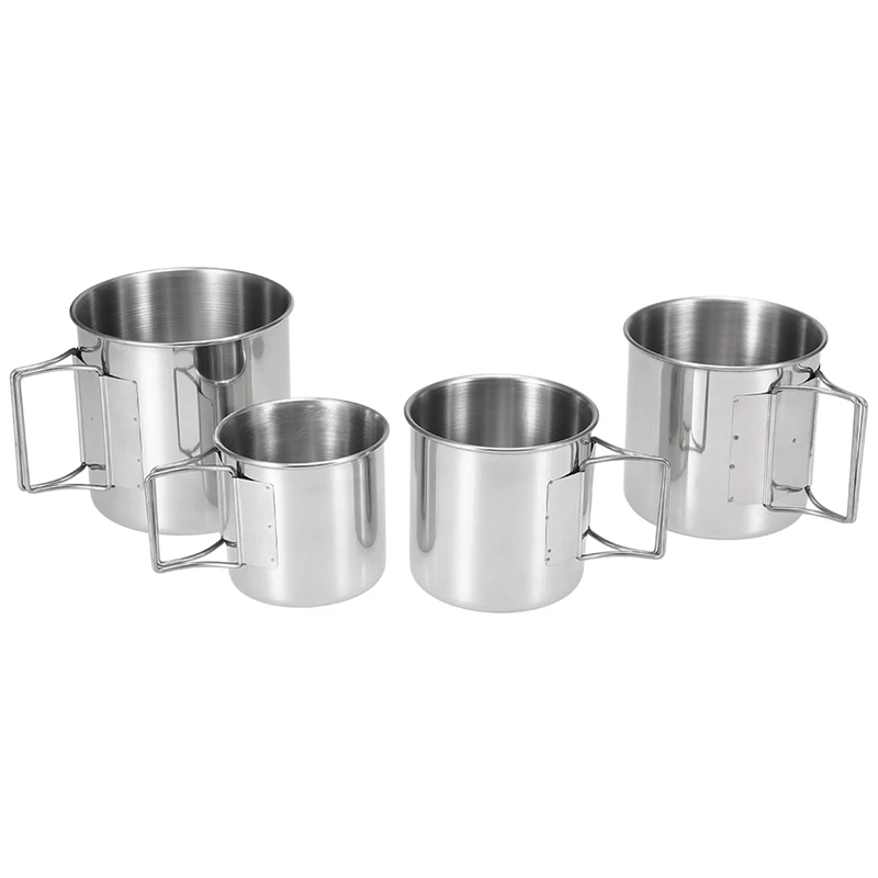 Супер sell-4Pcs штабелируемые чашки питьевой воды складные ручки для кемпинга на открытом воздухе