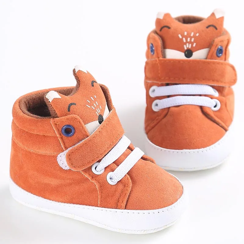 Обувь для маленьких мальчиков и девочек детская Осенняя обувь Детские парусиновые кроссовки с лисьим носком и кружевом для первых шагов нескользящая обувь на мягкой подошве для малышей - Цвет: orange