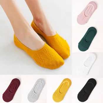 

New Lady Casual Breathable Ankle Boat Socks Girls Fashion Invisible Non-slip Cotton Socks Women Low Cut Socks