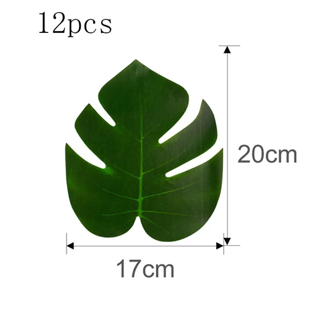Frigg 1st Birthday Party Decoration Banner Cake Topper Hat Tropical Jungle Theme Party Jungle Safari Party Jungle Party Decor - Color: 12pcs leaf A