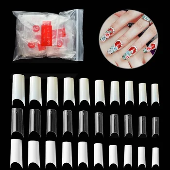 

500pcs/bag French Half Nail Tips Clear False Nails 10 Sizes Natural Transparent White Fake Nails Acrylic UV Gel Manicure Tip