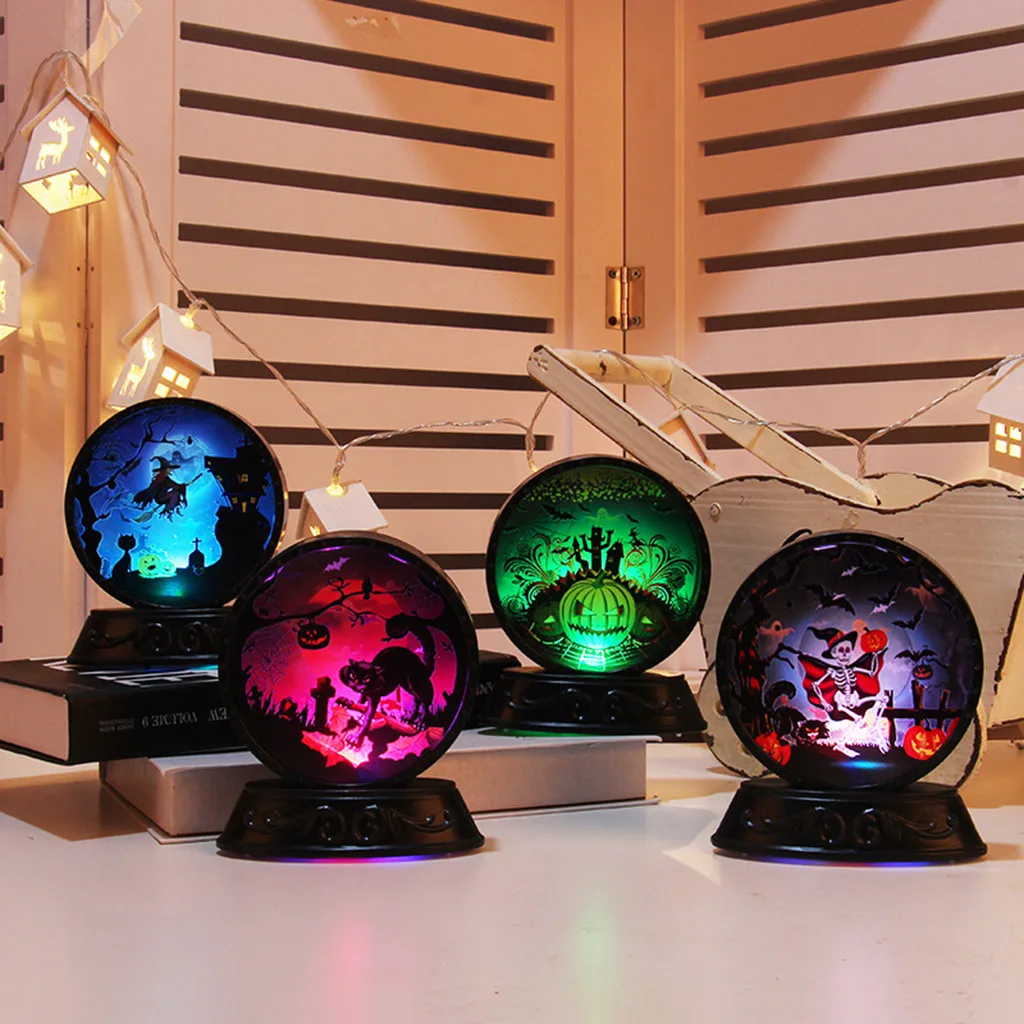 Halloween Pumpkin Vintage Light Lamp Door Room Decoration LED Lantern Party Home Props Flame Supplies | Лампы и освещение