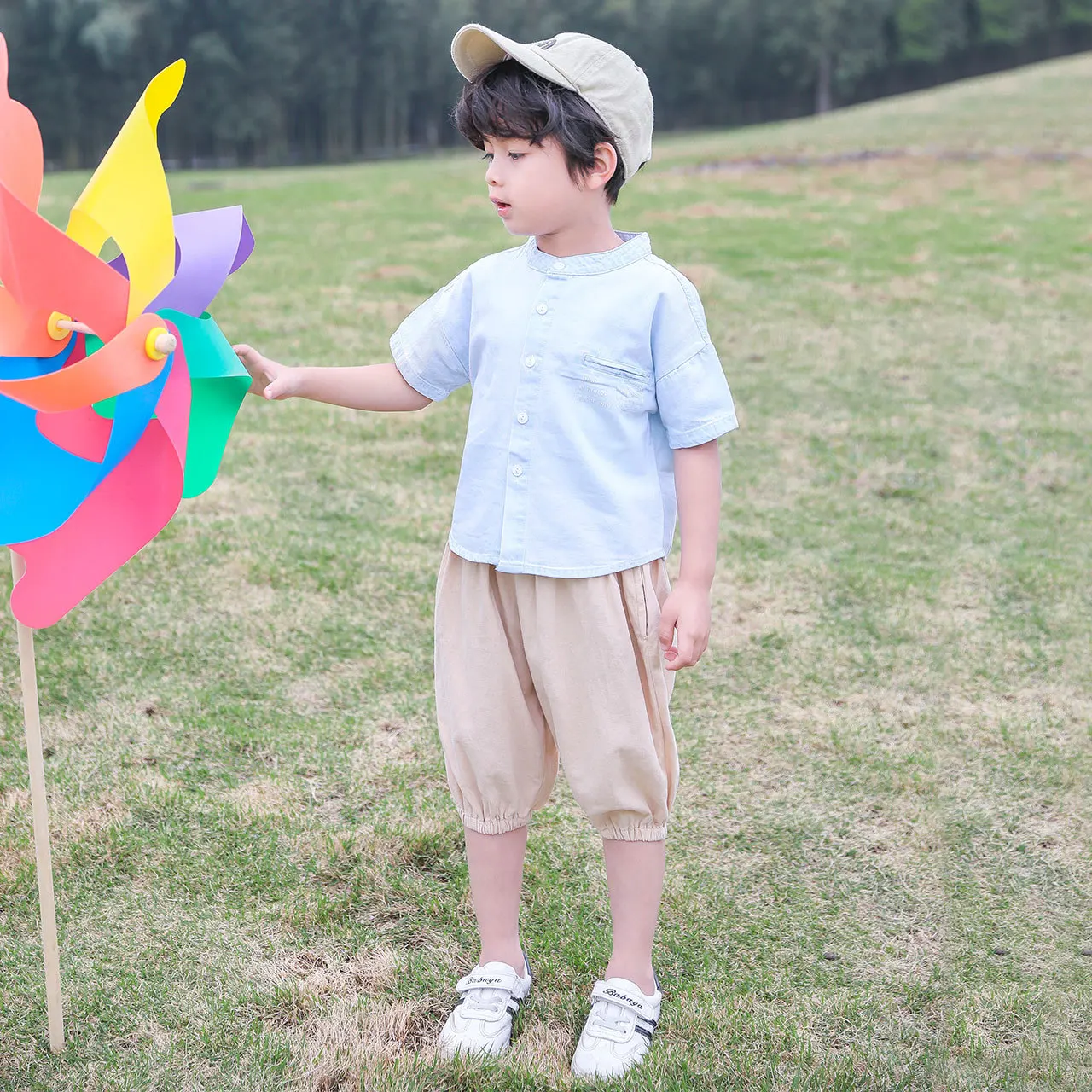BOY'S Shirt Short Sleeve Pure Cotton New Style Children Summer Casual Crew Neck Tops Fashion CHILDREN'S Shirt Korean-style