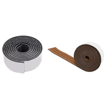

2 Pcs Eva Foam Imitated Teak Yacht Rv Boat Flooring Anti Skid Vehicle Pad-Light Brown + Black & Dark Gray + Black
