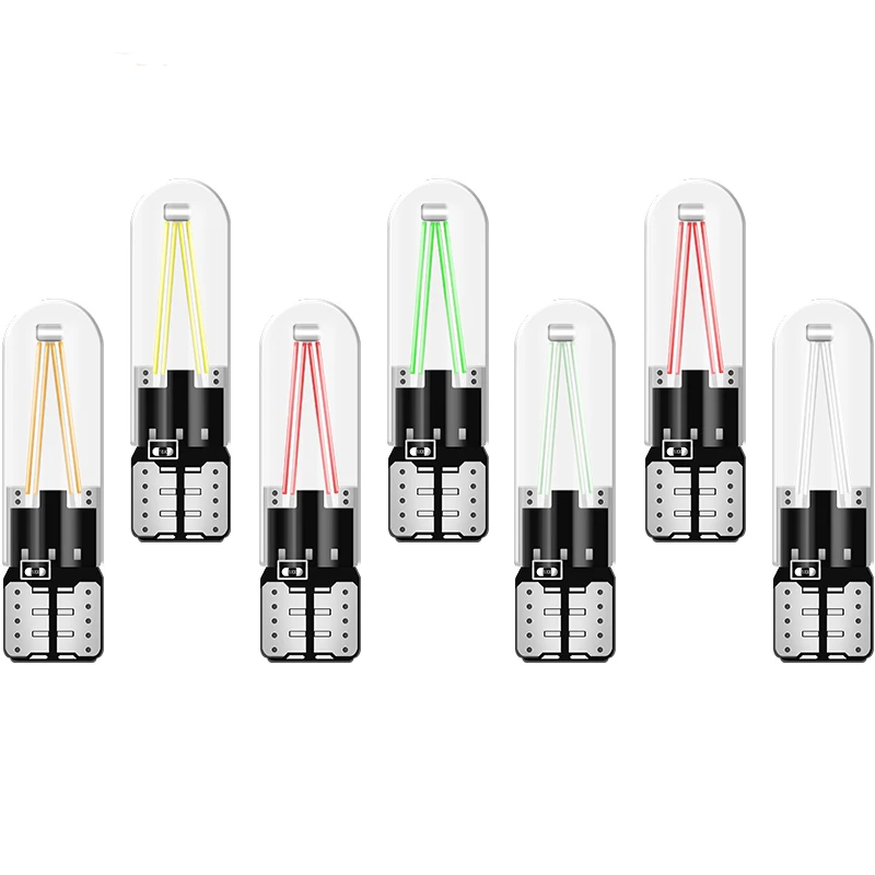 

T10 194 2825 WY5W W5W Filament Lights COB LED Glass Shell Wedge Auto Parking Bulbs CANBUS NO ERROR Car Reading Dome Lamp DC 12V