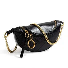 The First Layer of Leather Chest Bag Female Oil Wax Leather Chain Messenger Shoulder Fashion New Handbag
