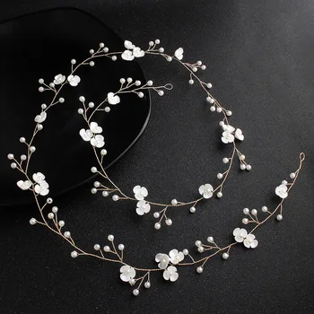 

and the United States by hand the bride with a meter long pearl headband bride headdress flower cross-border goods