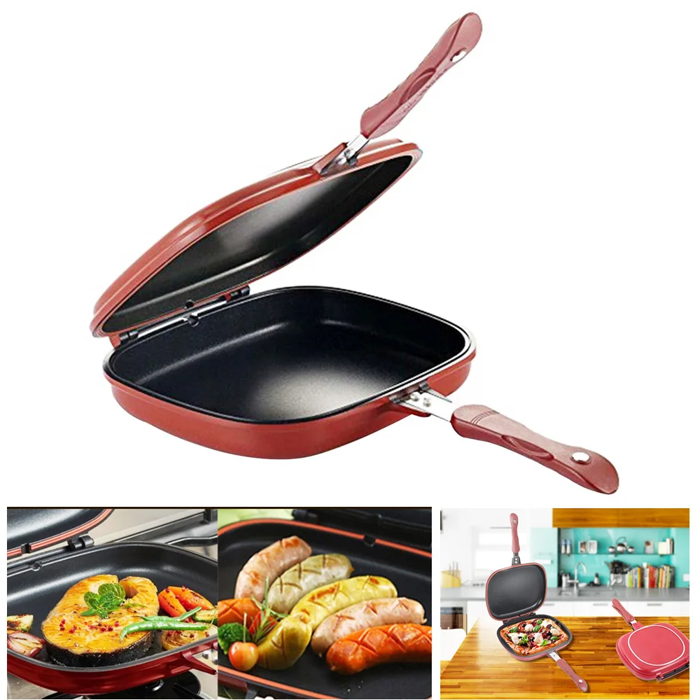 Frying Pan-Non Stick Double Side Foldable Flipping Griddle Steak Cast Cookware Pancake Frittata Pan Cooking tools For Kitchen | Спорт и