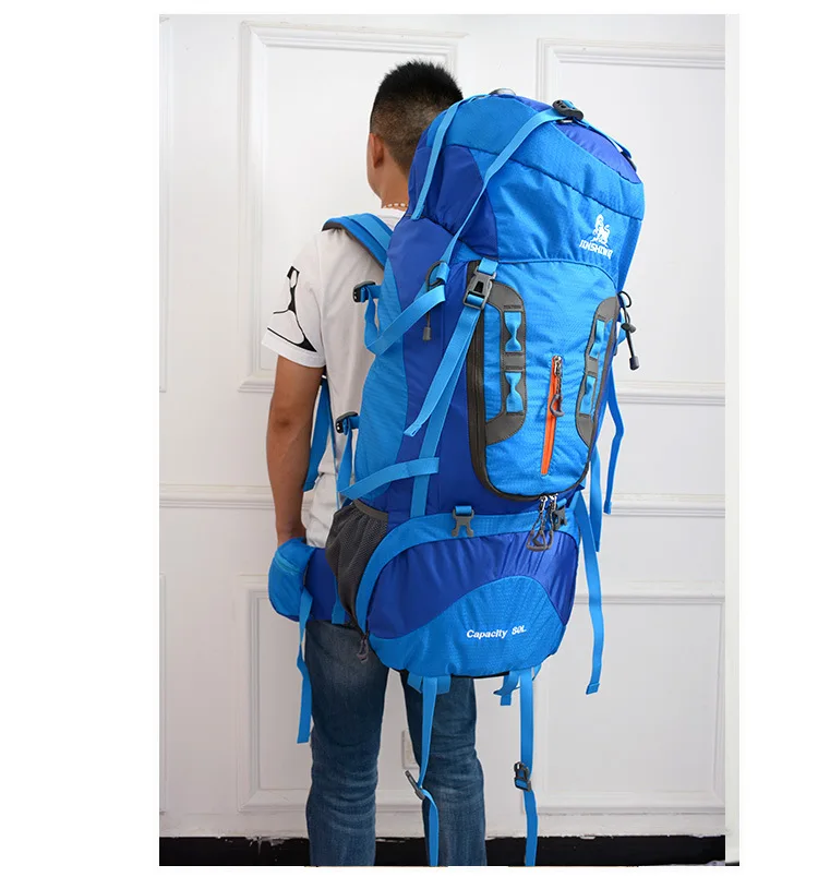 

80L rucksack mochila Waterproof Nylon Hiking backpacks рюкзак спортивный Alluminum alloy support рюкзак туристический