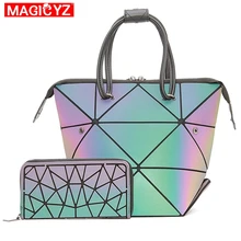 Светящийся Набор сумок через плечо для женщин геометрические кошельки и сумочки женские сумки голографические женские сумки через плечо