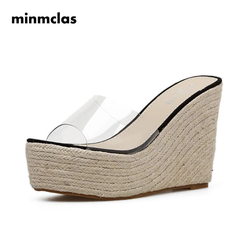 

Espadrilles Summer Wedge Slippers Platform High Heels Women Sandals Ladies Outside Shoes Basic Clog Wedge Slipper Flip Flop