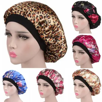 

Women Satin Solid Sleeping Hat Soft Silk Satin Night Hair Bonnet Hat Silk Comfortable Head Cover Wide Elastic Band Hair Loss
