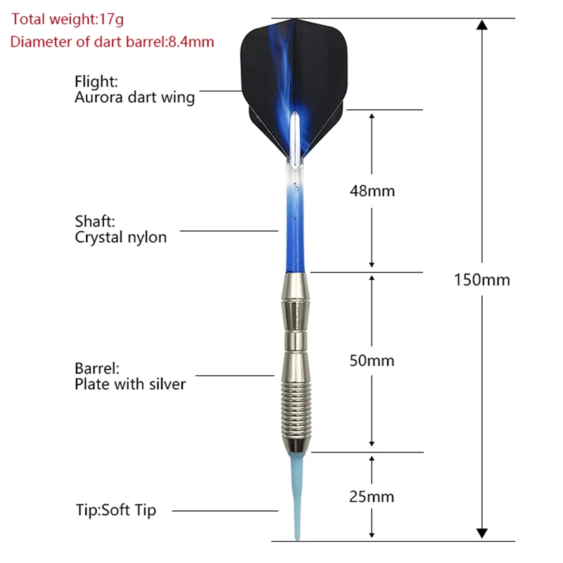 Accesorios de Dardos de punta suave, Juego de 3 unids/set, 17g, estándar, para deportes de interior, juegos seguros, nailon, ejes