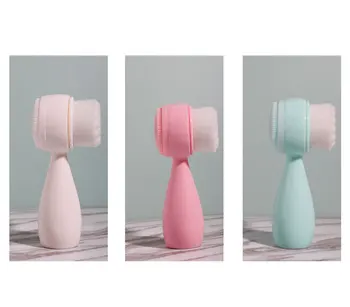 

Face Wash Brush Manual Double-sided Silicone Cleansing Brush Soft Hair Cleaning Blackhead Artifact