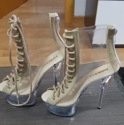 15cm pole dancing ankle boots, star performance shoes, model catwalk, wedding photography transparent dancing shoes