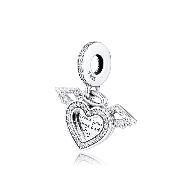 925 пробы серебро сердце и ангел подвеска крыло подходит Pandora Браслеты оригинальные бусины для изготовления ювелирных изделий kralen pulsera