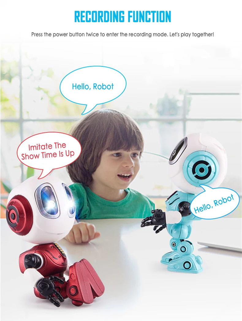 Умный робот из сплава, детская игрушка, мини умный, озвученный, говорящий, умный, светодиодный, сенсорный датчик, Интерактивная игрушка для детей, подарки на Рождество