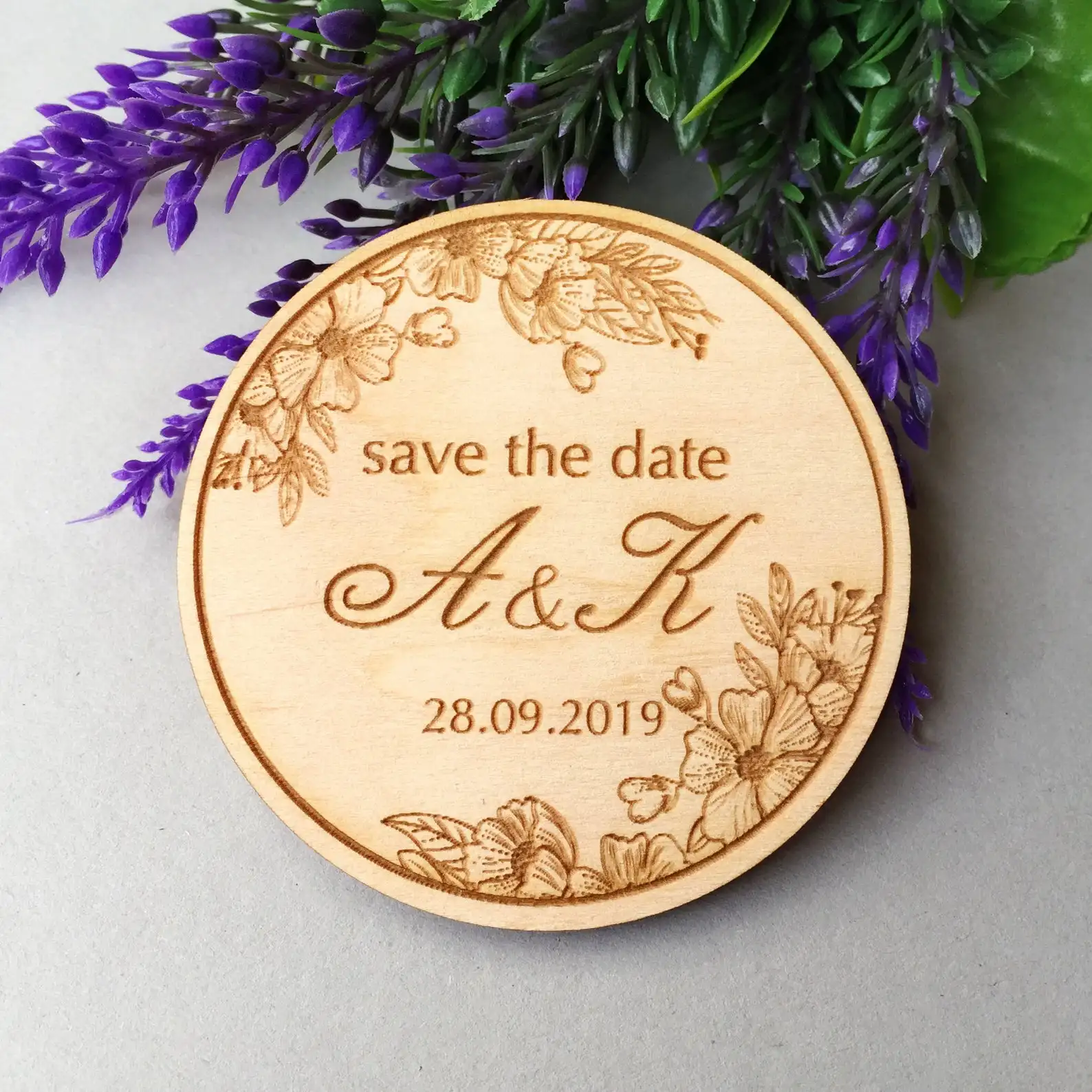 Wood Slice Save-The-Date Magnet • Magnetic Save The Date Invitation Rustic the Magnets Theme | Дом и сад