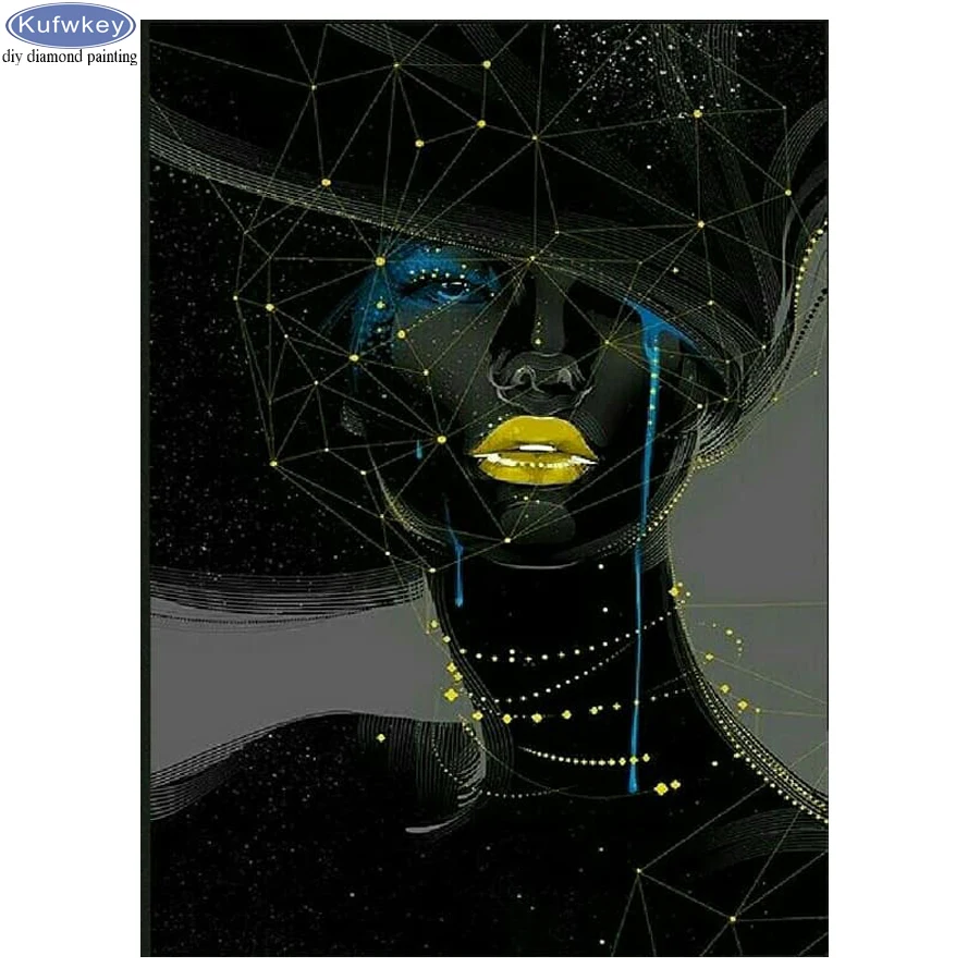 DIY Diamond painting Full Square/Round 3D embroidery Black woman Cross stitch Round mosaic African | Дом и сад