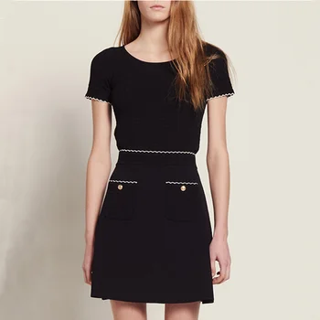

Runway Hollow Out Two-pieces Women Skirt Suit Casual Streetwear Suits Female Buttons Sets Chic Office Ladies Short Top Suit Slim