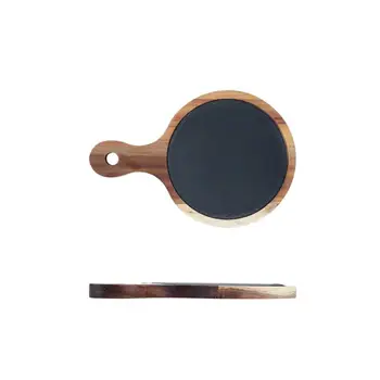 

Pizza Plate Round Black Wood Dinner Plate Western Sushi Steak Tray Dinner Plates Dishes And Plates Sets