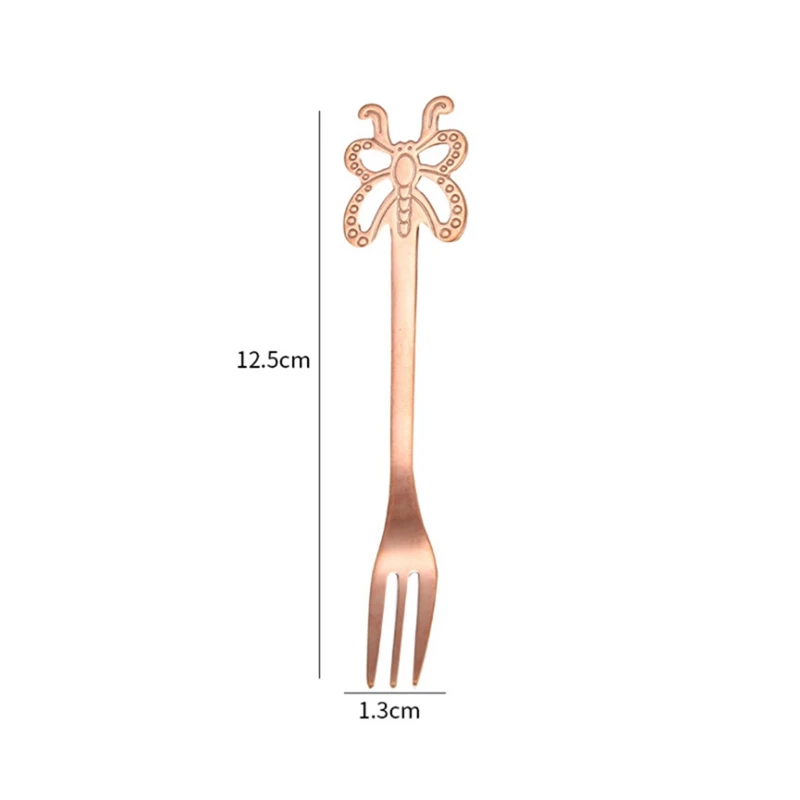 RGD2 1 PC Stainless Steel Multicolor Cute Butterfly Coffee Cup Fruit Spoon Fork Cold Drink Fruit Ice Cream Dessert Tea Table Spoon - Цвет: RGD2
