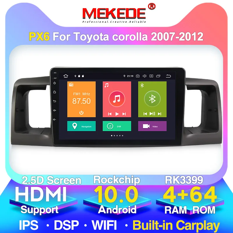 PX6 2 din Android 10 4G 64G Автомобильный dvd плеер для Toyota Corolla E120 BYD F3 GPS радио Мультимедиа