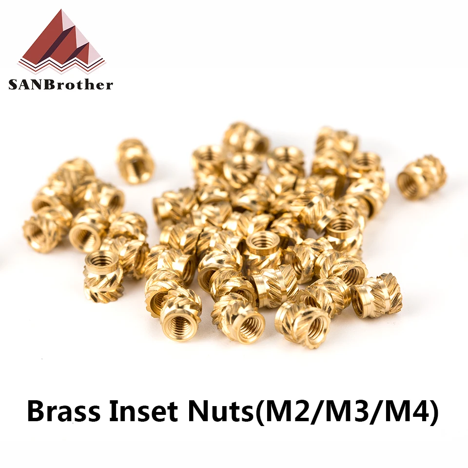 

Hot Melt Inset Brass Nuts M2 M2.5 M3 M4 Female Molding Knurled Injection Copper Nut for 3D Printed Parts 50/100 Pcs