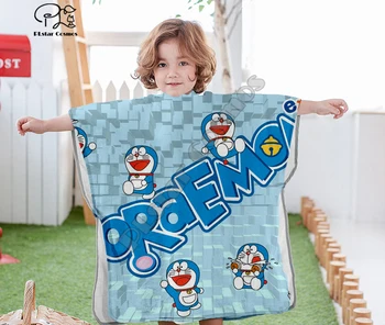 

Cartoon kawaii cute Doraemon Hooded baby Boys and Girls Towel Wearable Bath Towel For Kids Travel 3D print Beach Towels style-6