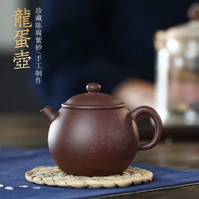 210cc Yixing Raw Mine Dragon Egg Zisha Teapot Master Carved and Painted Teapot Classic Traditional Kung Fu Tea Set