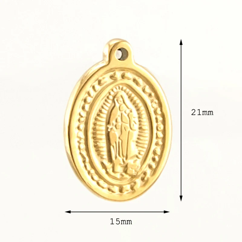 Risul Our Lady virgen de guadalupe из нержавеющей стали овальные маленькие подвески золотой цвет медаль кулоны с надписью 10 шт